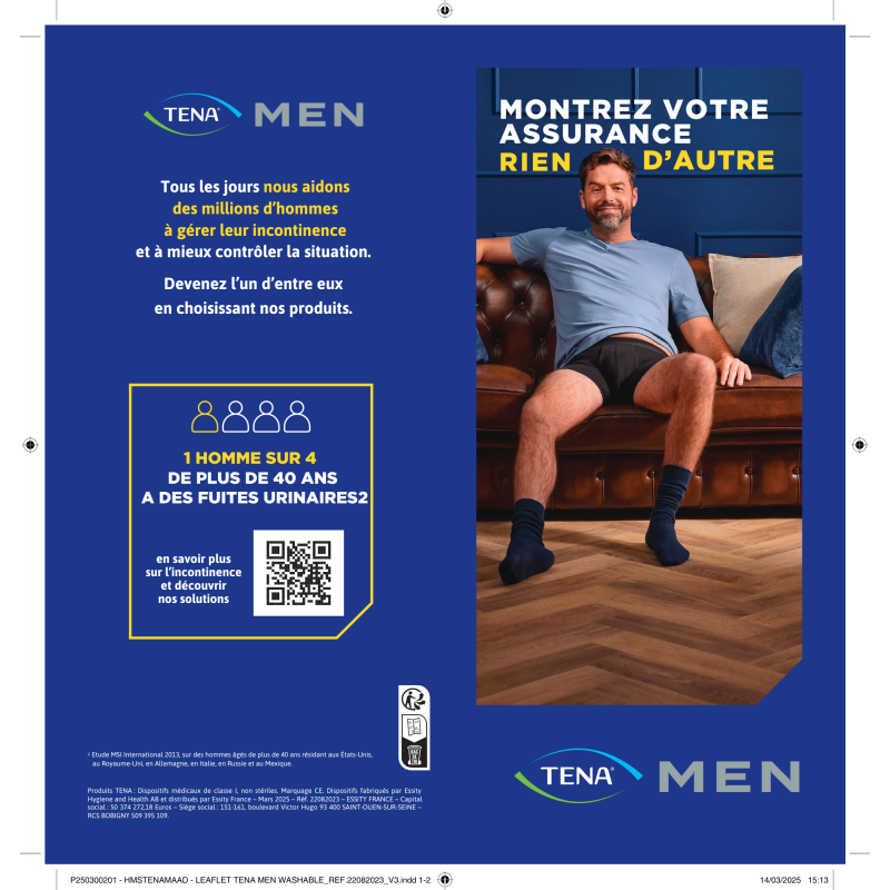 Boxer lavable TENA Men Noir – Confort protection discrète