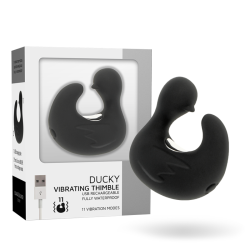 DÉ À DÉS À CANARD RECHARGEABLE EN SILICONE STIMULANT DUCKYMANIA boite et produit                             loading=