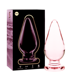 PLUG ANAL MODÈLE 4 VERRE BOROSILICATE ROSE 11 CM -O- 5 CM prod et boite                             loading=