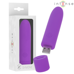 INTENSE - SYMONE BULLET VIBRANT RECHARGEABLE USB 8 VIBRATIONS VIOLET 10 X 2,2 CM boite et prod                             loading=