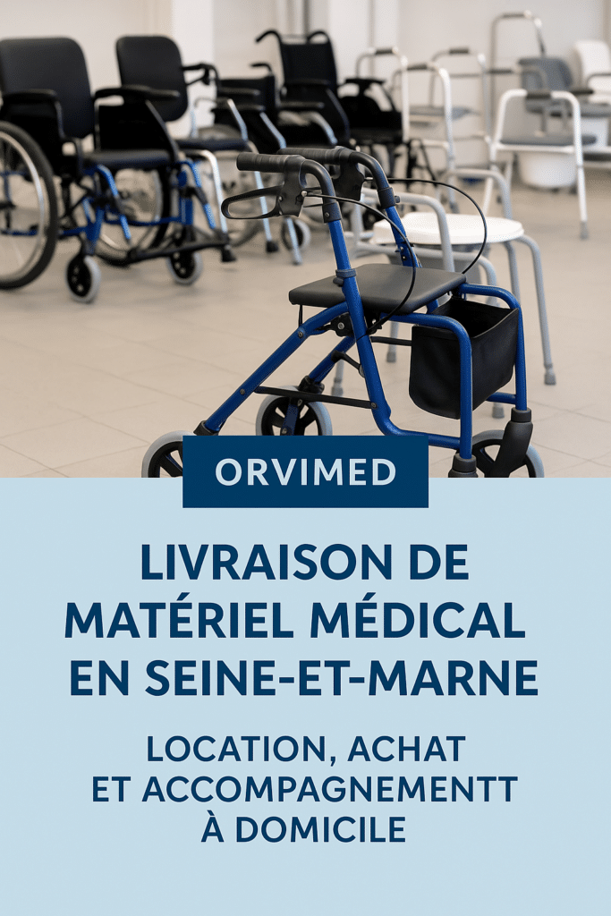 Technicien Orvimed livrant du matériel médical à domicile en Seine-et-Marne – lits médicalisés, fauteuils roulants et aides à la mobilité – service rapide et humain.