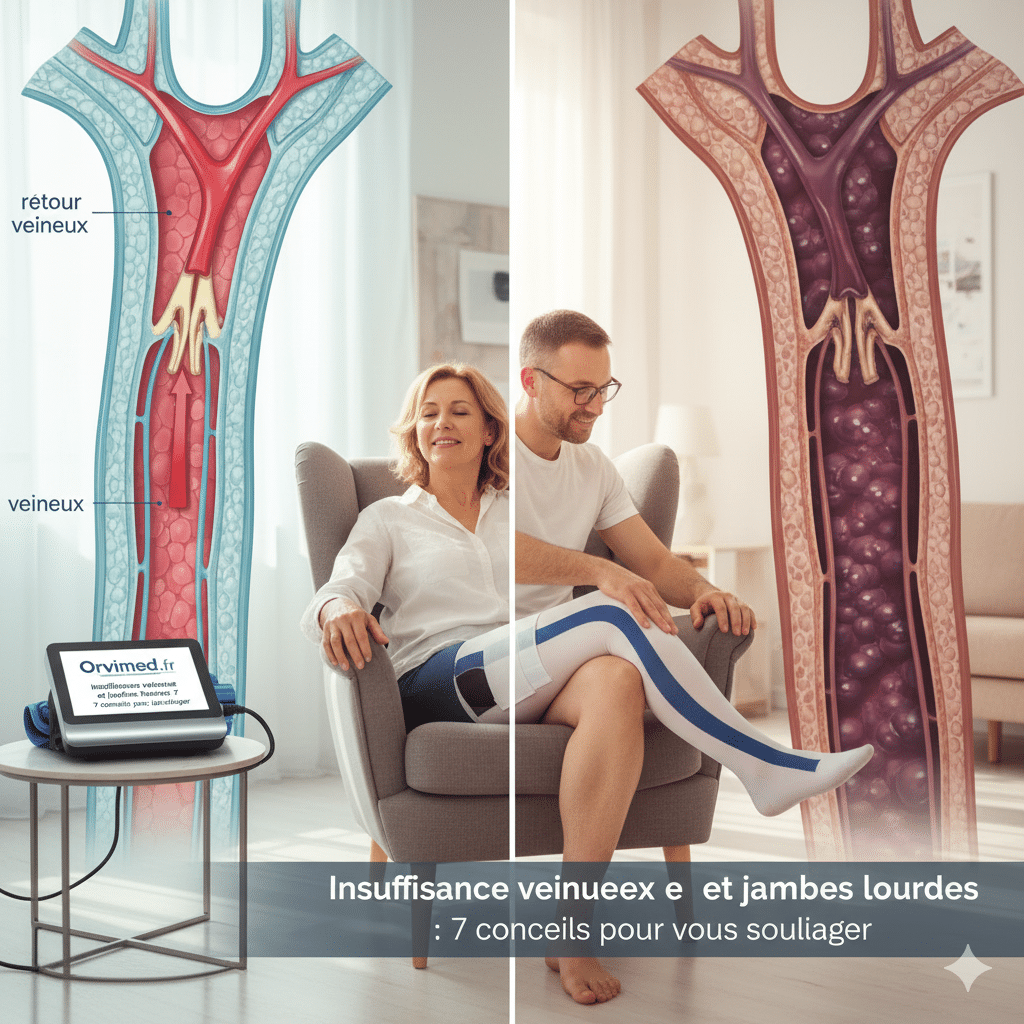 Schéma du retour veineux pour comprendre l'insuffisance veineuse et les jambes lourdes - Orvimed