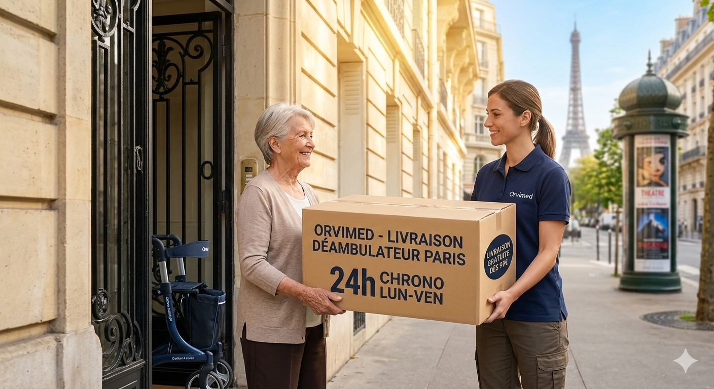 Déambulateur Paris : livraison en 24h et sélection haut de gamme chez Orvimed
